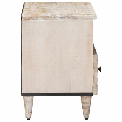 TV Cabinet White 70 x 33.5 x 46 cm Solid Mango Wood