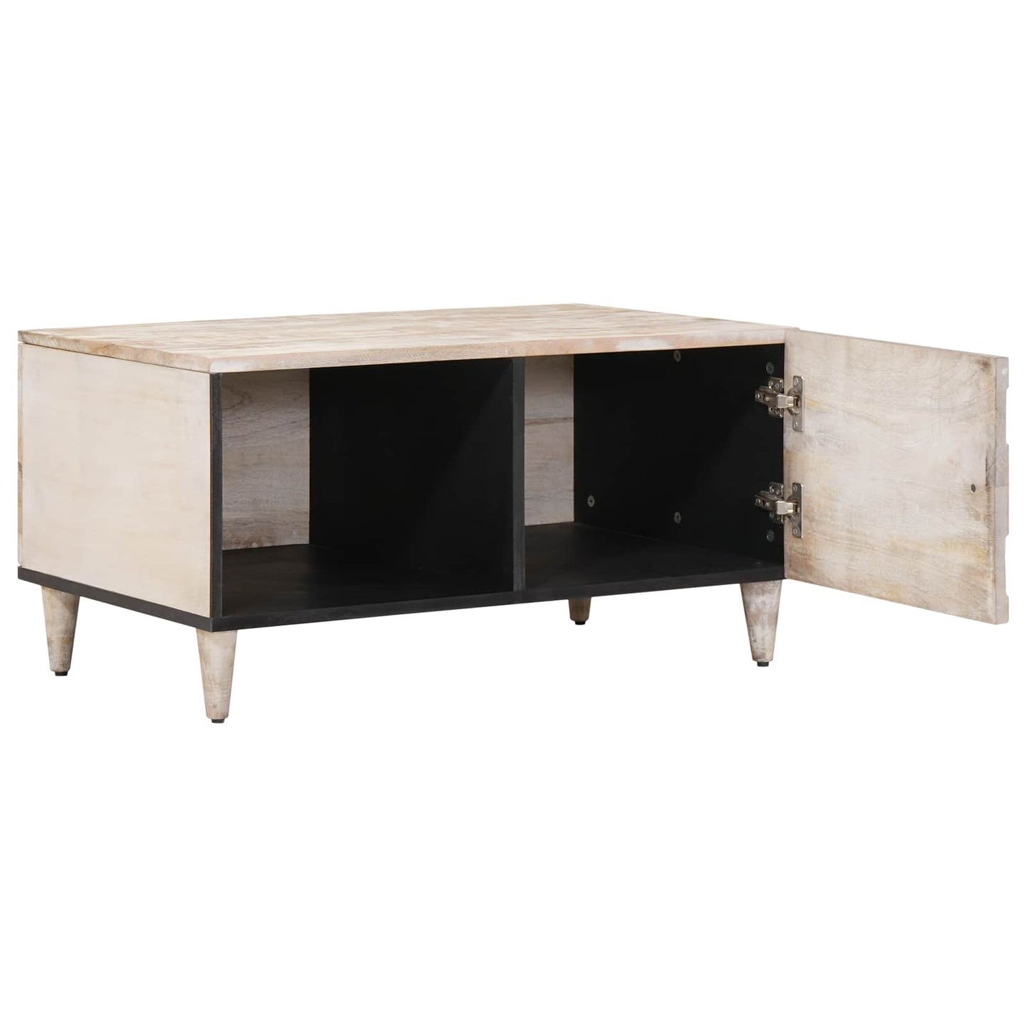 Coffee Table White 80 x 50 x 40 cm Solid Mango Wood