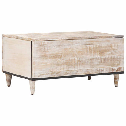 Coffee Table White 80 x 50 x 40 cm Solid Mango Wood