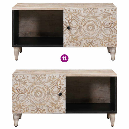 Coffee Table White 80 x 50 x 40 cm Solid Mango Wood