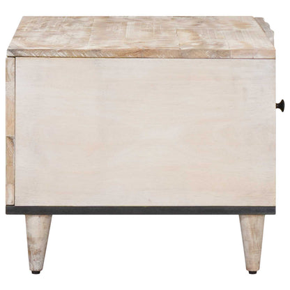 Coffee Table White 80 x 50 x 40 cm Solid Mango Wood