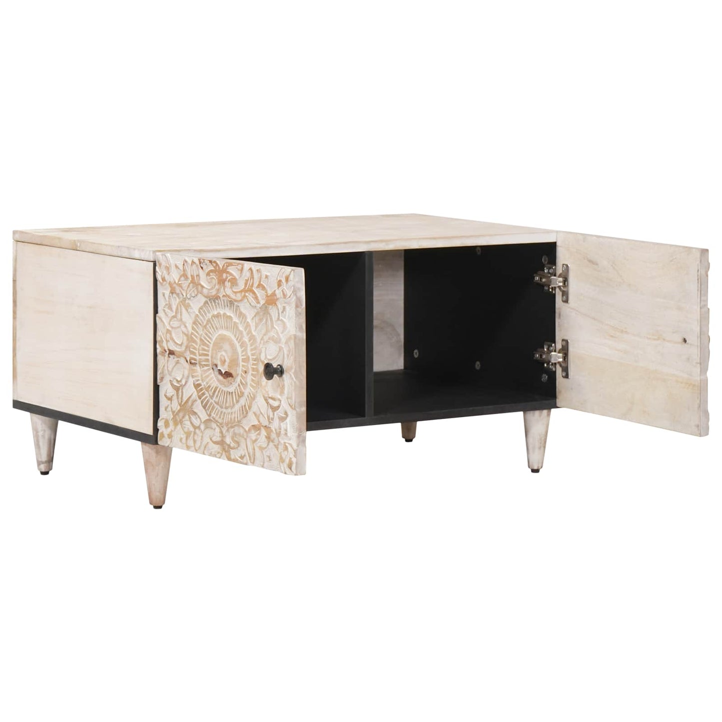 Coffee Table White 80 x 50 x 40 cm Solid Mango Wood