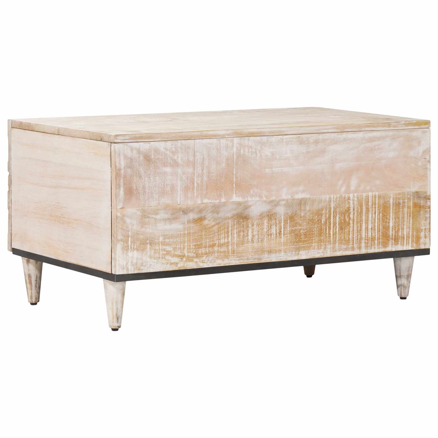Coffee Table White 80 x 50 x 40 cm Solid Mango Wood