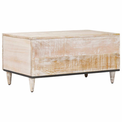 Coffee Table White 80 x 50 x 40 cm Solid Mango Wood
