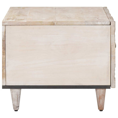 Coffee Table White 80 x 50 x 40 cm Solid Mango Wood