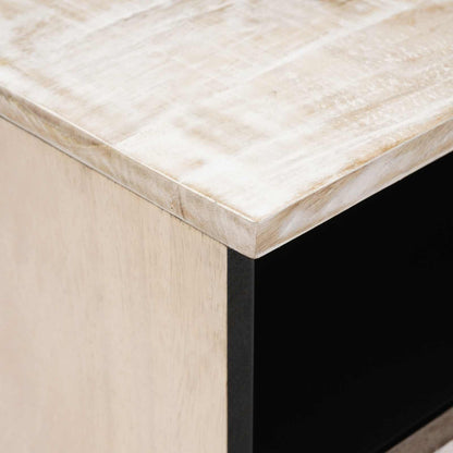 Bed cabinet with Drawer White 40 x 33 x 46 cm Solid Mango Wood