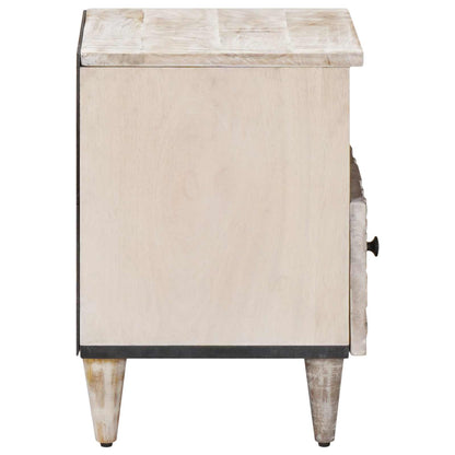Bed cabinet with Drawer White 40 x 33 x 46 cm Solid Mango Wood