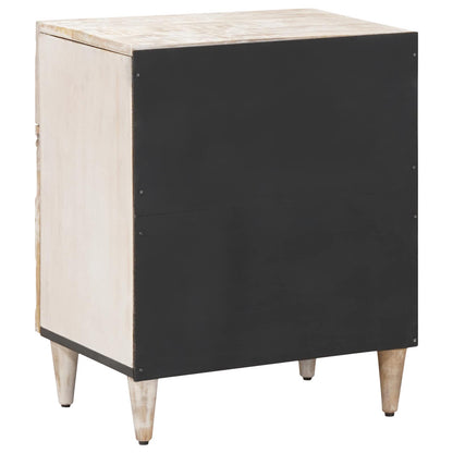 Bed cabinet with Drawer White 50 x 33 x 60 cm Solid Mango Wood