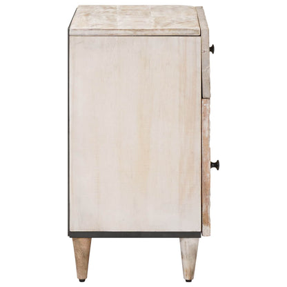Bed cabinet with Drawer White 50 x 33 x 60 cm Solid Mango Wood