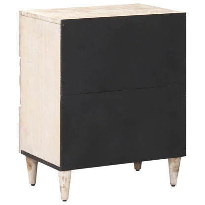 Bed cabinet with Drawer White 50 x 33 x 60 cm Solid Mango Wood