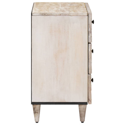 Bed cabinet with Drawer White 50 x 33 x 60 cm Solid Mango Wood