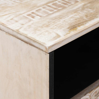 Bed cabinet with Drawer White 50 x 33 x 60 cm Solid Mango Wood