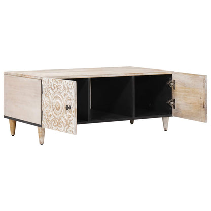 Coffee Table White 100 x 54 x 40 cm Solid Mango Wood