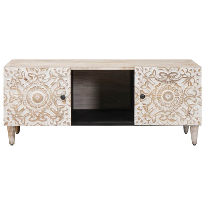 Coffee Table White 100 x 54 x 40 cm Solid Mango Wood