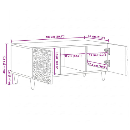 Coffee Table White 100 x 54 x 40 cm Solid Mango Wood