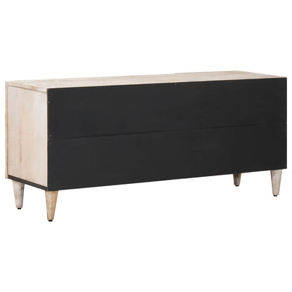 TV Cabinet with Door White 105 x 33.5 x 46 cm Solid Mango Wood