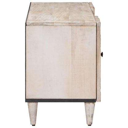TV Cabinet with Door White 105 x 33.5 x 46 cm Solid Mango Wood
