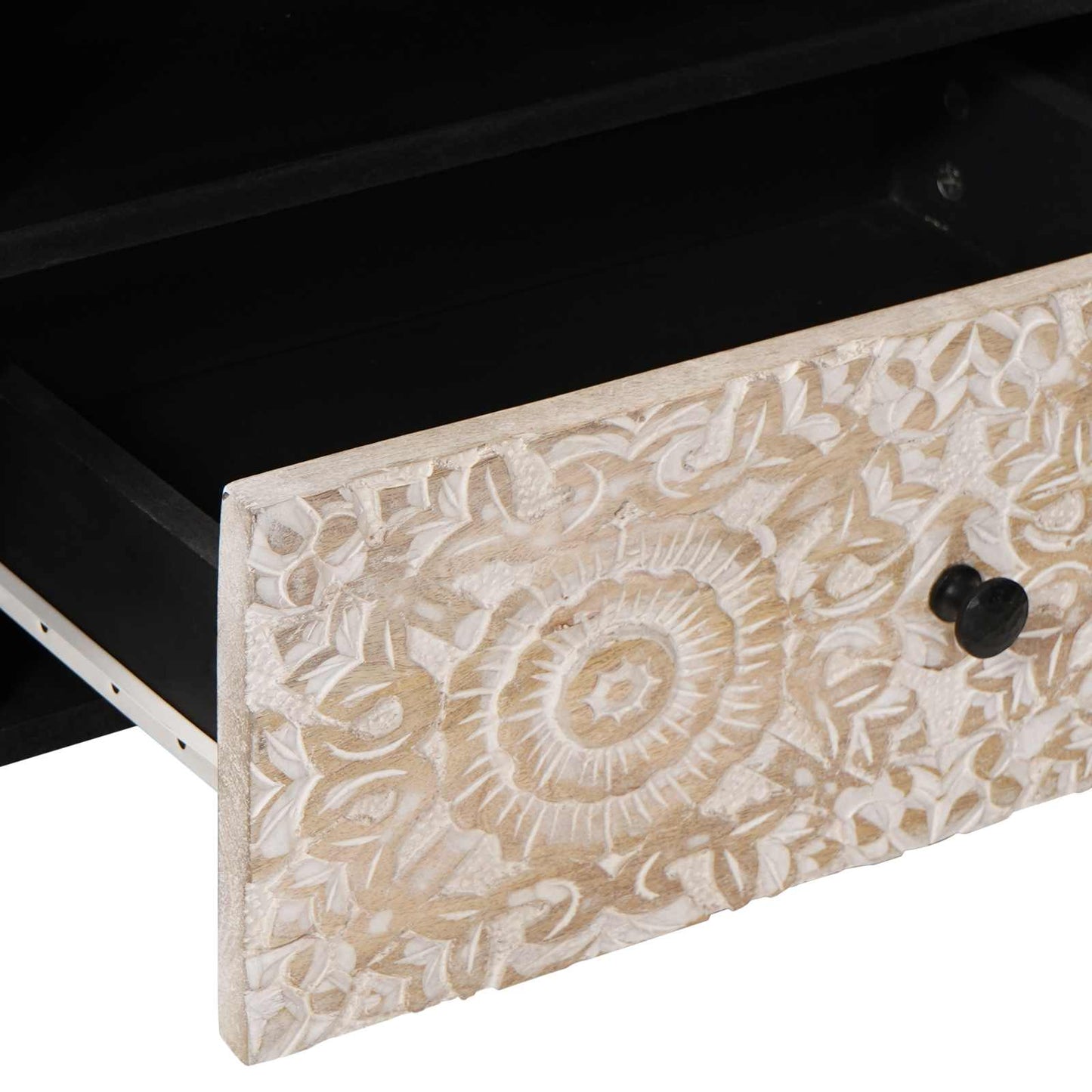 TV Cabinet with Drawer White 80 x 33.5 x 46 cm Solid Mango Wood