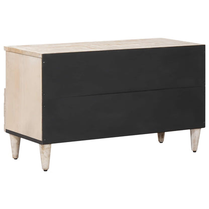 TV Cabinet with Drawer White 80 x 33.5 x 46 cm Solid Mango Wood