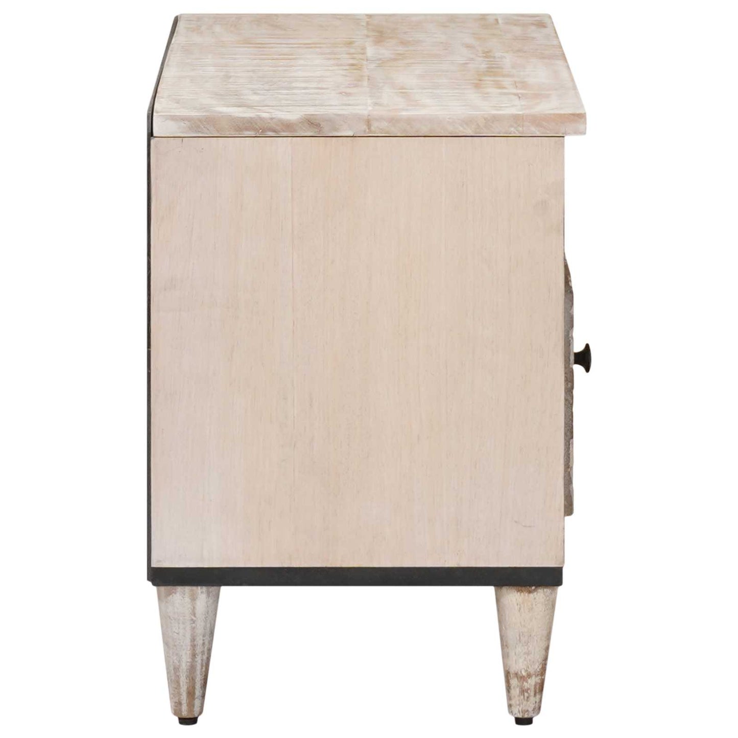 TV Cabinet with Drawer White 80 x 33.5 x 46 cm Solid Mango Wood