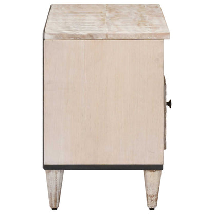 TV Cabinet with Drawer White 80 x 33.5 x 46 cm Solid Mango Wood
