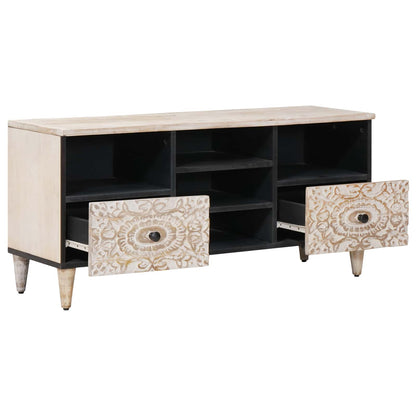 TV Cabinet with Shelf White 100 x 33.5 x 46 cm Solid Mango Wood