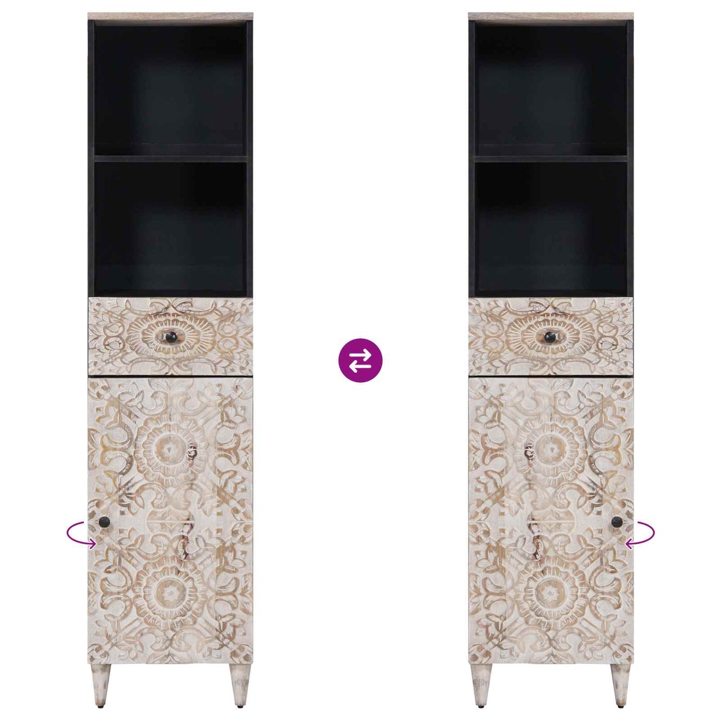 Bathroom Cabinet White 38 x 33.5 x 160 cm Solid Mango Wood