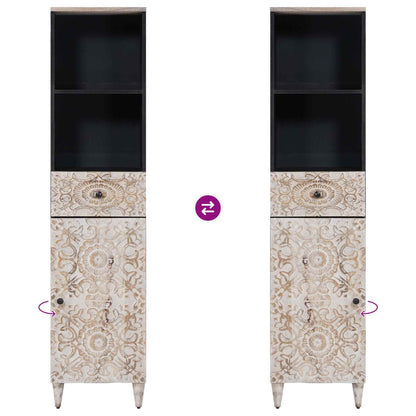 Bathroom Cabinet White 38 x 33.5 x 160 cm Solid Mango Wood