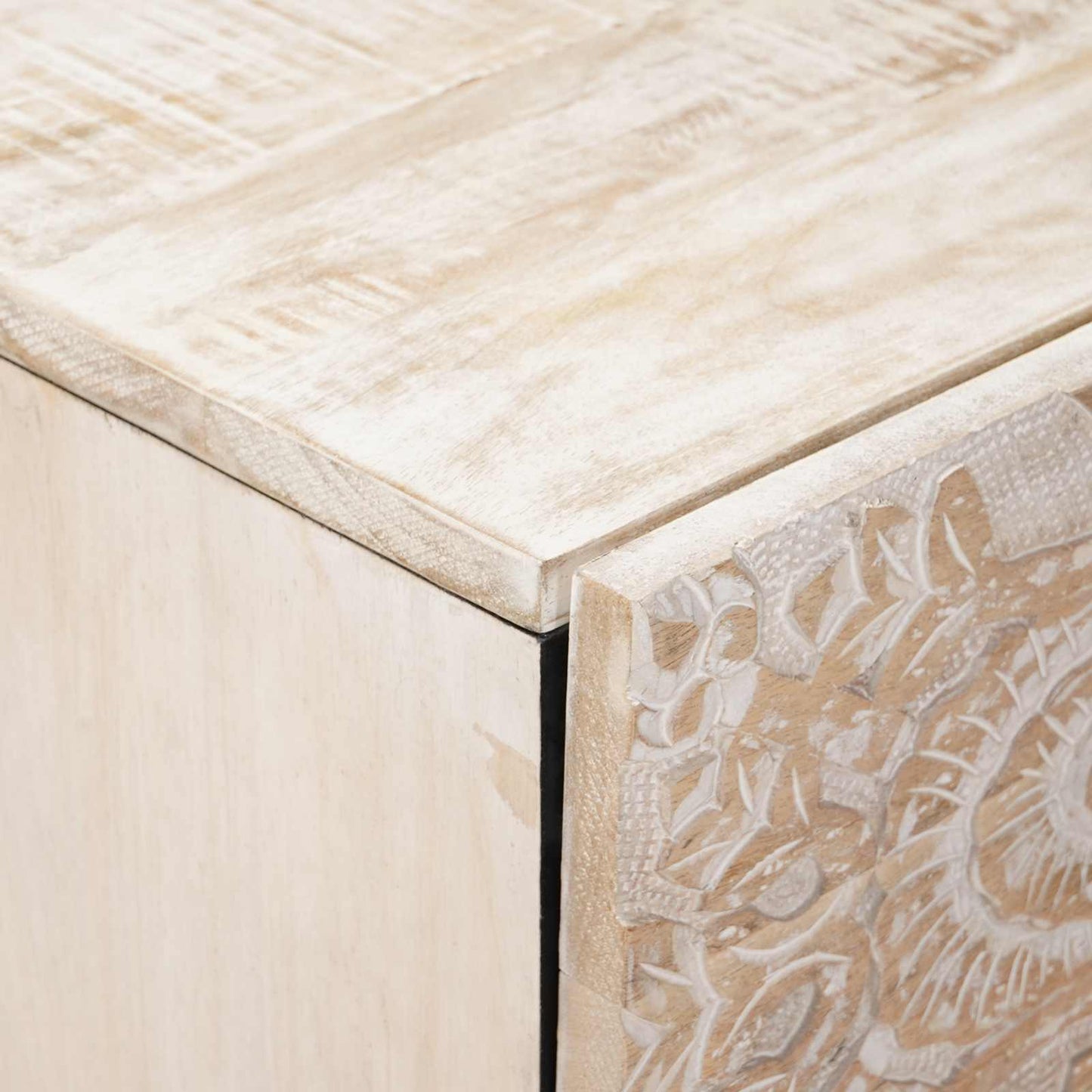 Sideboard with Drawer White 40 x 33.5 x 75 cm Solid Mango Wood