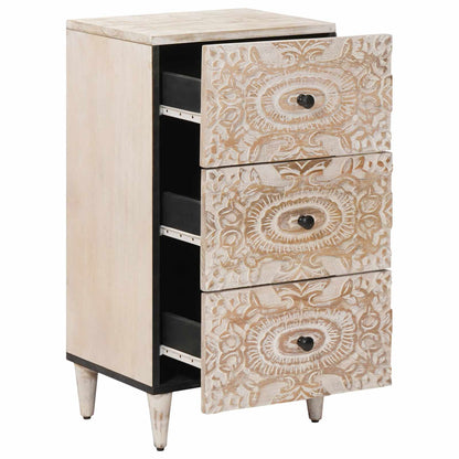 Sideboard with Drawer White 40 x 33.5 x 75 cm Solid Mango Wood