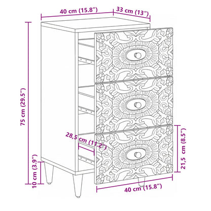Sideboard with Drawer White 40 x 33.5 x 75 cm Solid Mango Wood