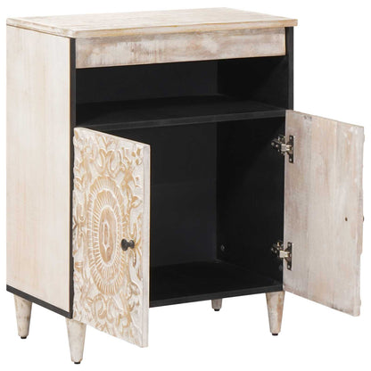 Sideboard with Storage White 60 x 33.5 x 75 cm Solid Mango Wood