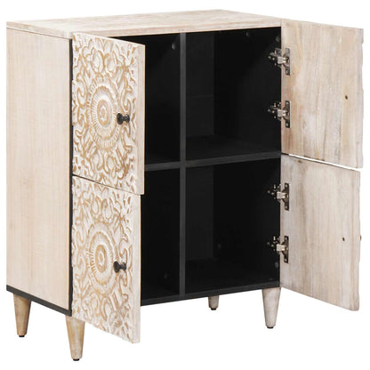 Sideboard with Storage White 60 x 33.5 x 75 cm Solid Mango Wood