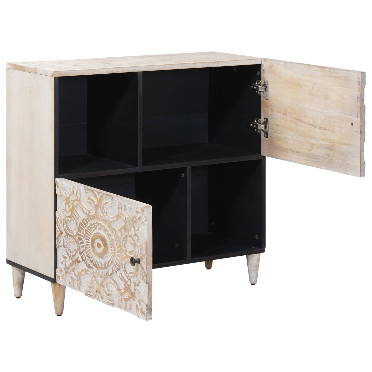 Sideboard with Storage White 80 x 33.5 x 75 cm Solid Mango Wood