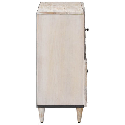 Sideboard with Storage White 80 x 33.5 x 75 cm Solid Mango Wood