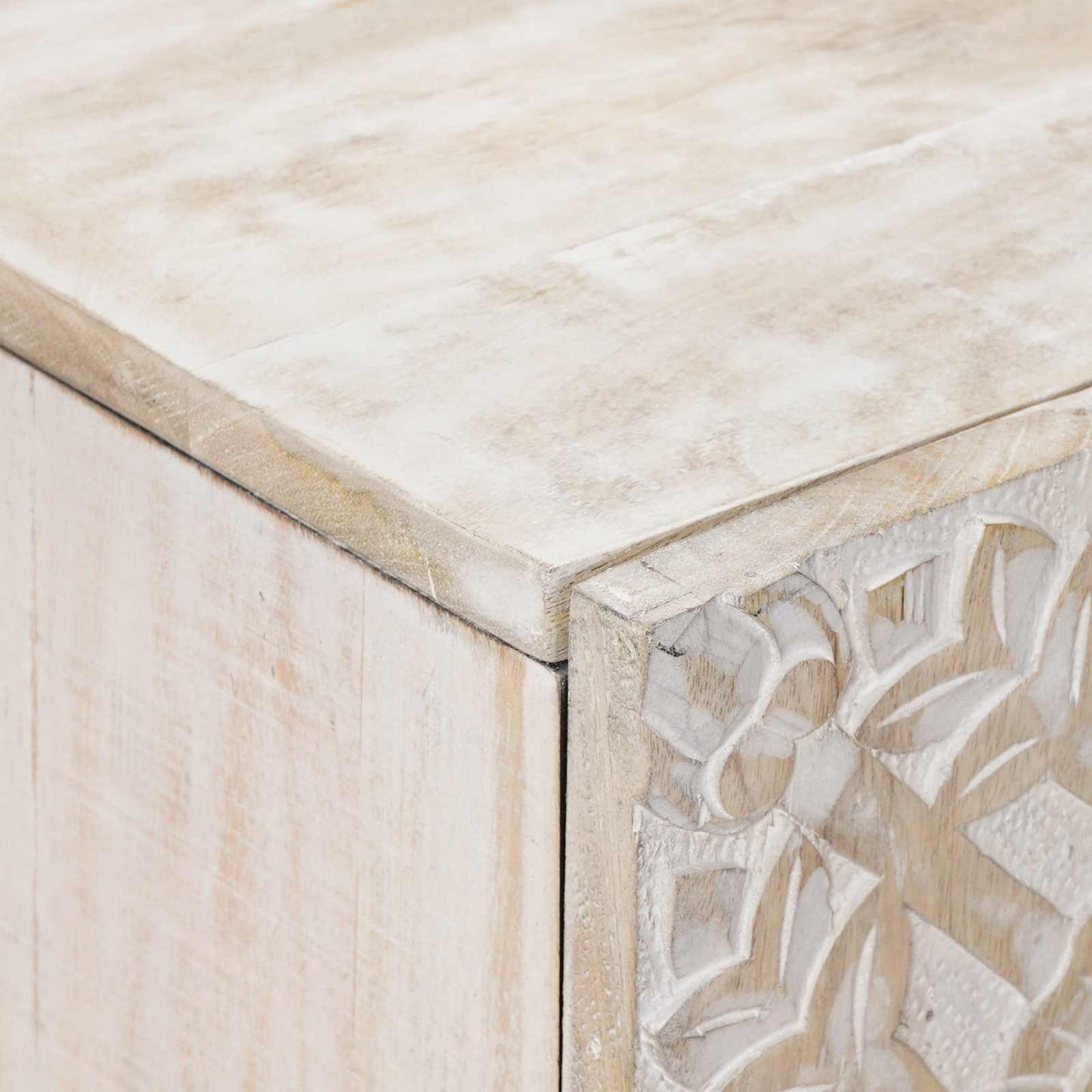 Sideboard with Shelf White 90 x 33.5 x 75 cm Solid Mango Wood
