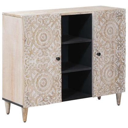 Sideboard with Shelf White 90 x 33.5 x 75 cm Solid Mango Wood