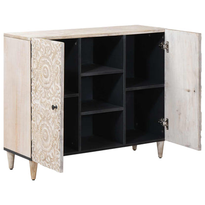 Sideboard with Shelf White 90 x 33.5 x 75 cm Solid Mango Wood