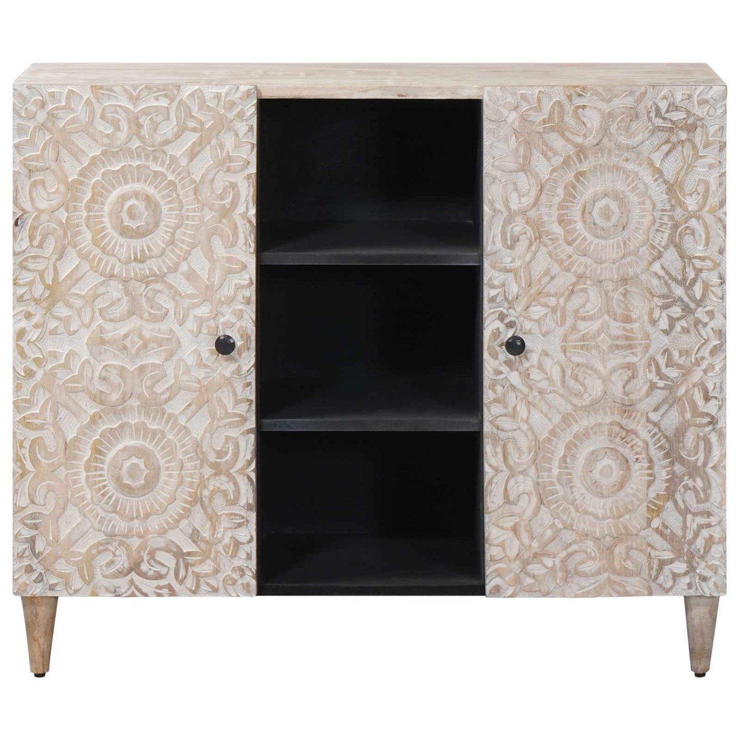 Sideboard with Shelf White 90 x 33.5 x 75 cm Solid Mango Wood