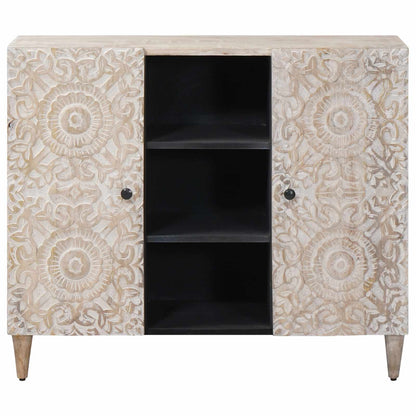 Sideboard with Shelf White 90 x 33.5 x 75 cm Solid Mango Wood