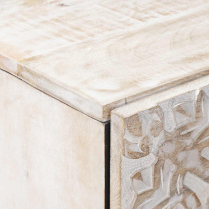 High Board with Shelf White 40 x 33.5 x 110 cm Solid Mango Wood