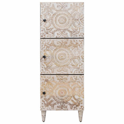 High Board with Shelf White 40 x 33.5 x 110 cm Solid Mango Wood
