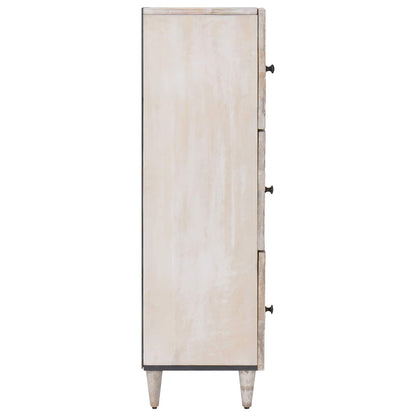 High Board with Shelf White 40 x 33.5 x 110 cm Solid Mango Wood