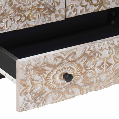 High Board with Shelf White 60 x 33.5 x 100 cm Solid Mango Wood