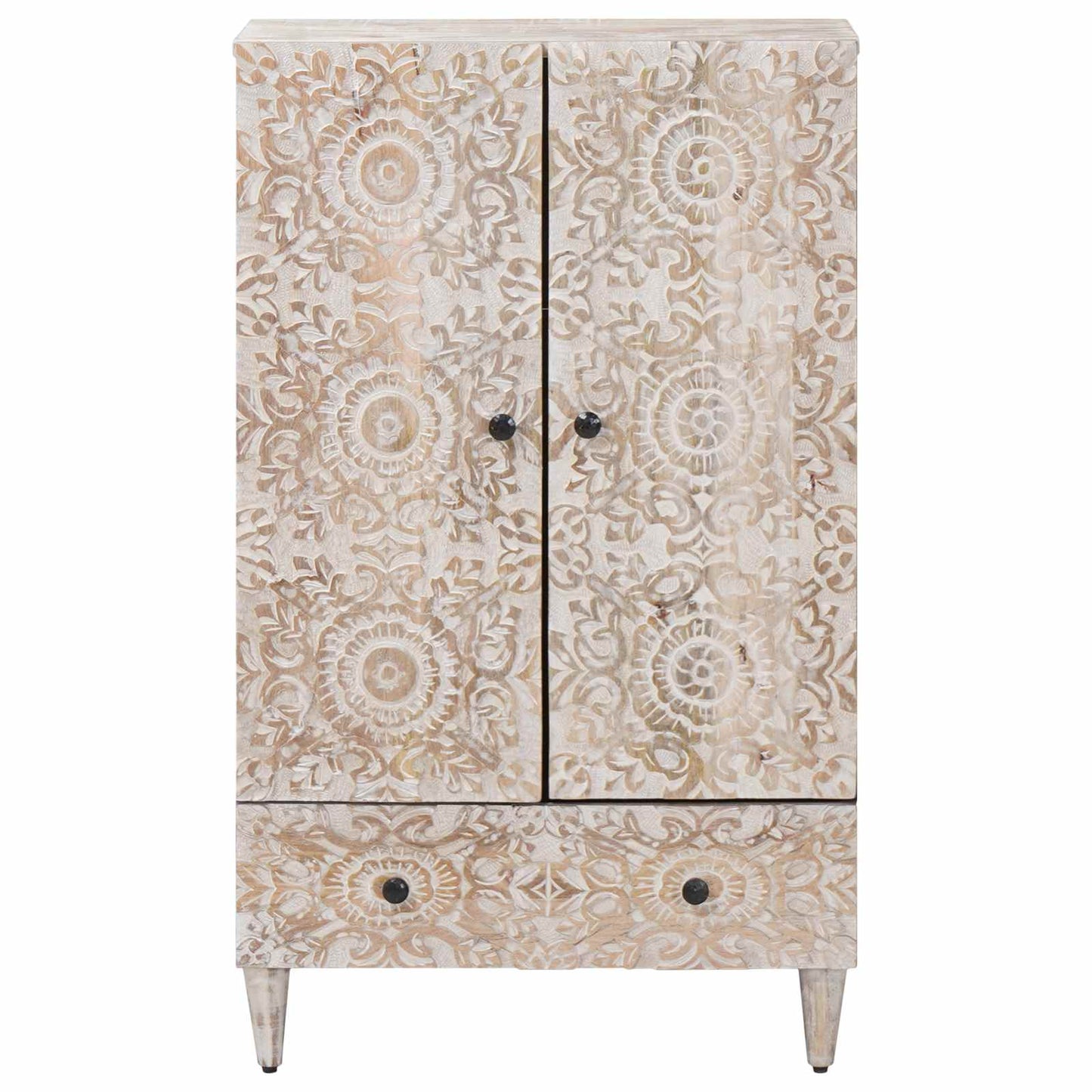 High Board with Shelf White 60 x 33.5 x 100 cm Solid Mango Wood