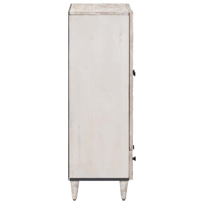 High Board with Shelf White 60 x 33.5 x 100 cm Solid Mango Wood