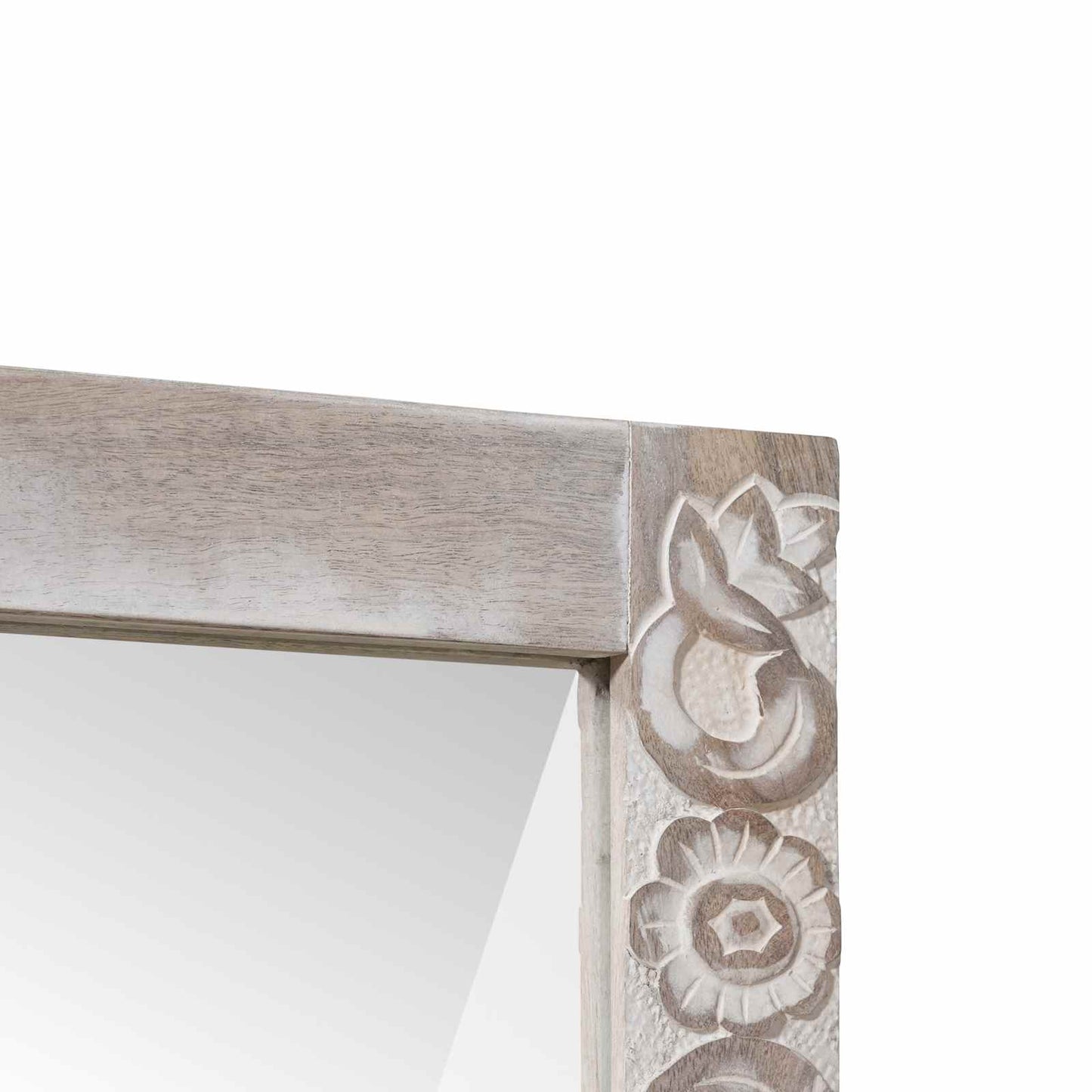 Wall Mirror White 70 x 50 cm Solid Mango Wood Rectangular