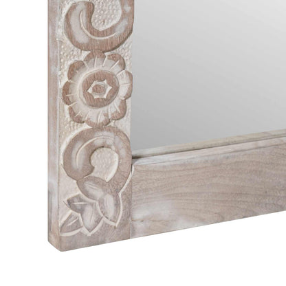Wall Mirror White 70 x 50 cm Solid Mango Wood Rectangular