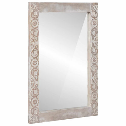 Wall Mirror White 70 x 50 cm Solid Mango Wood Rectangular