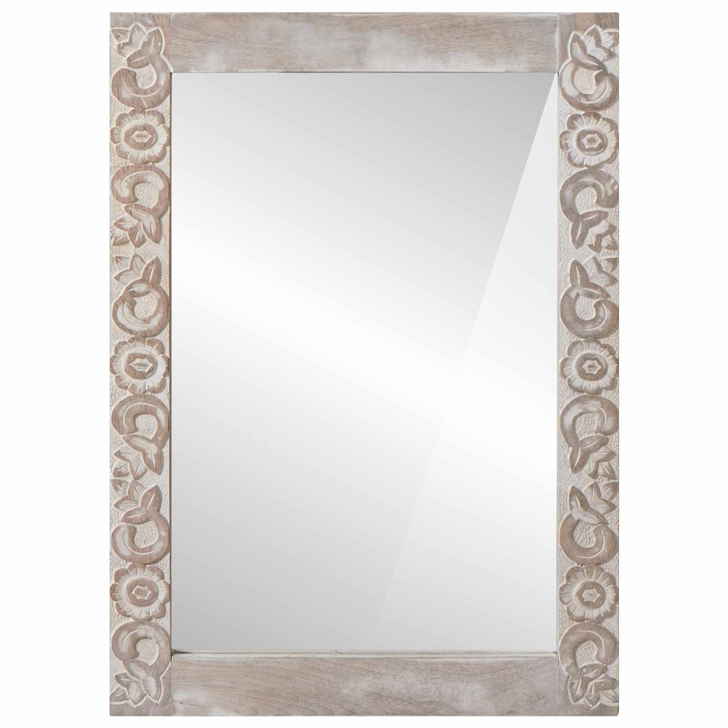 Bathroom Mirror White 50 x 70 x 3 cm Solid Mango Wood
